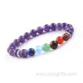 7 Chakra Healing Balance Charm Amethyst Bracelet Gem Reiki Prayer Stone